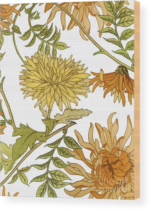 Chrysanthemum Wood Print featuring the painting Autumn Chrysanthemums II by Mindy Sommers