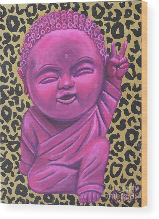 Buddha Wood Print featuring the painting Baby Buddha 2 by Ashley Lane