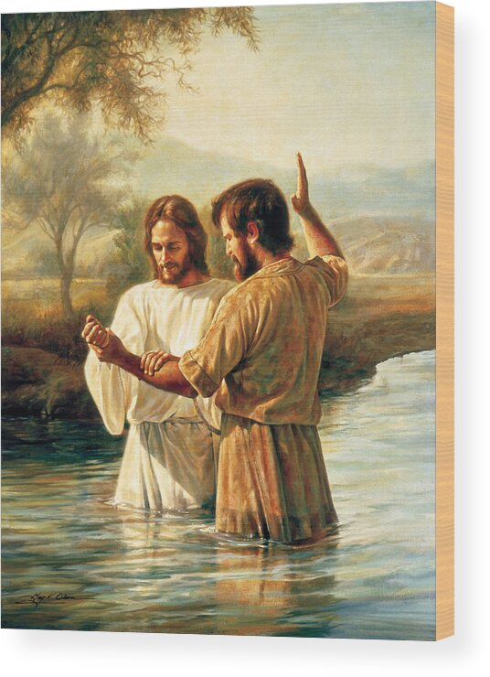 Jesus Wood Print featuring the painting Baptism of Christ by Greg Olsen