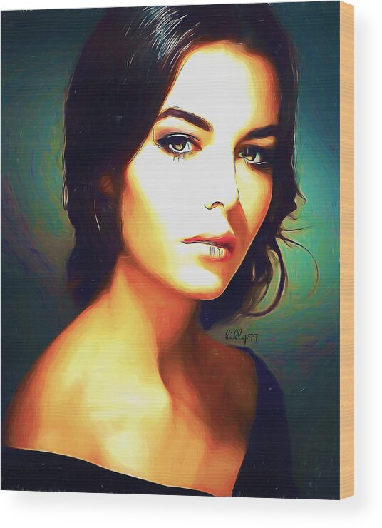 Paint Wood Print featuring the painting Beautiful woman portrait by Nenad Vasic