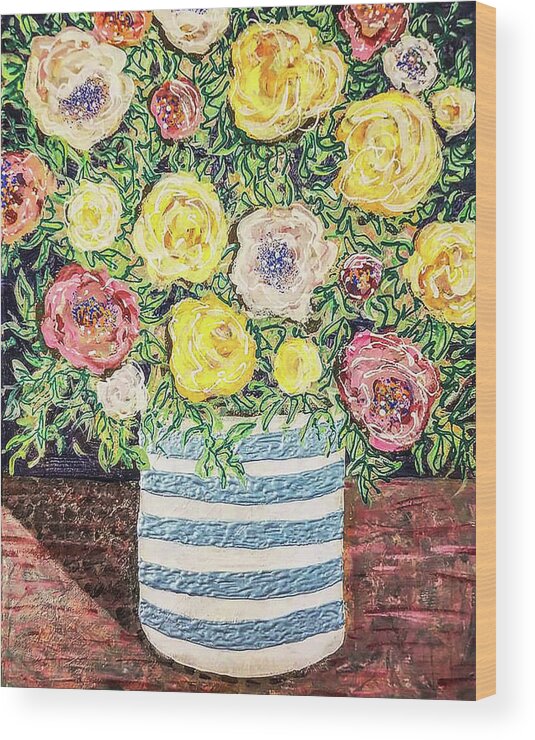 Flowers Wood Print featuring the painting Bed Head by Jean Haynes