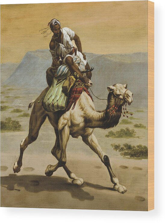 Ippolito Caffi Wood Print featuring the painting Bedouin on a Camel by Ippolito Caffi