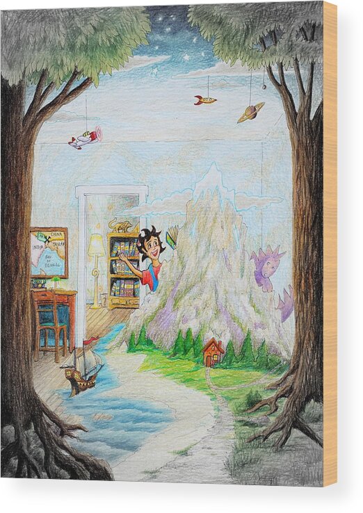 Magic Wood Print featuring the painting Beginning a Book by Matt Konar