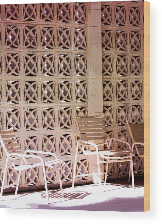 7 Lakes Wood Print featuring the photograph BEIGE CHAIRS Palm Springs by William Dey