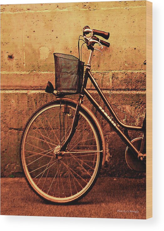 Wall Decor Wood Print featuring the photograph Bicycle at Rest, Paris by Coke Mattingly