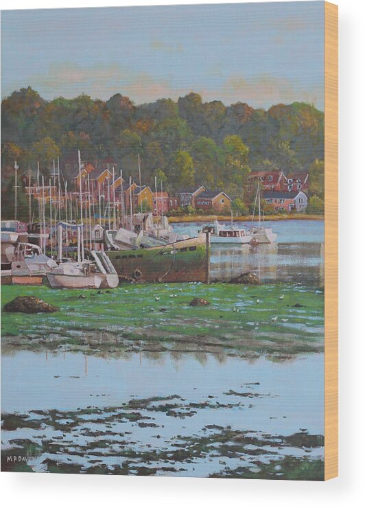 Boats Wood Print featuring the painting Bitterne Boats Southampton by Martin Davey