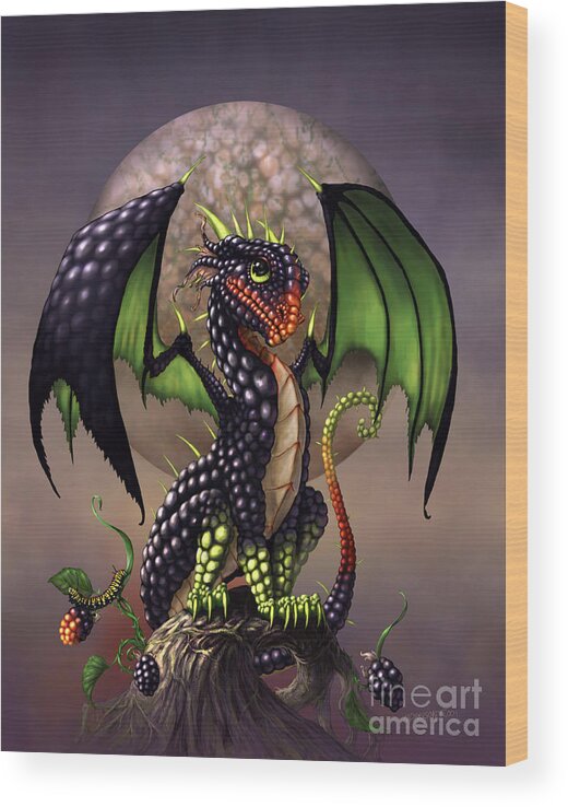 Dragon Wood Print featuring the digital art Blackberry Dragon by Stanley Morrison