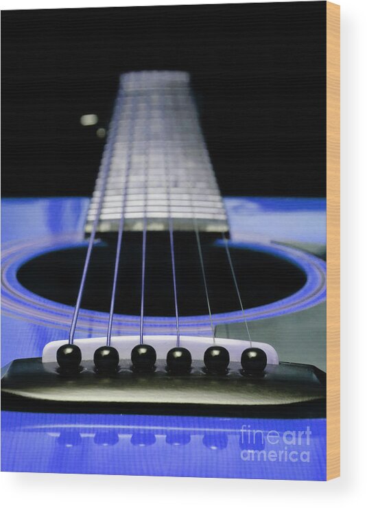 Andee Design Guitar Wood Print featuring the photograph Blue Guitar 14 by Andee Design