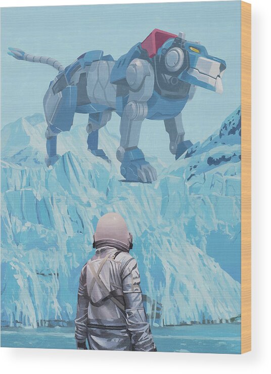 Astronaut Wood Print featuring the painting Blue Lion by Scott Listfield