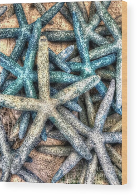 Blue Wood Print featuring the photograph Blue Starfish by Debbi Granruth