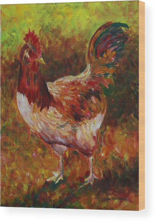 Roosters Wood Print featuring the painting Brewster by Tara Moorman