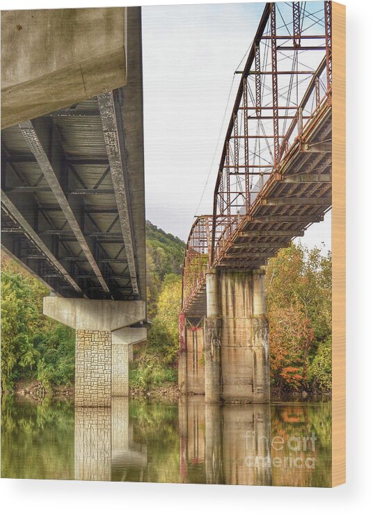 Bridge Wood Print featuring the photograph Bridges - Old and New by Kerri Farley