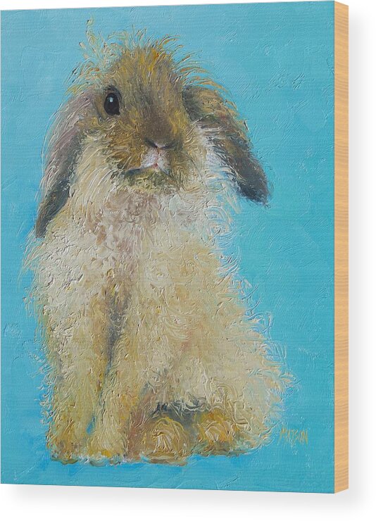 Bunny Wood Print featuring the painting Brown Easter Bunny by Jan Matson