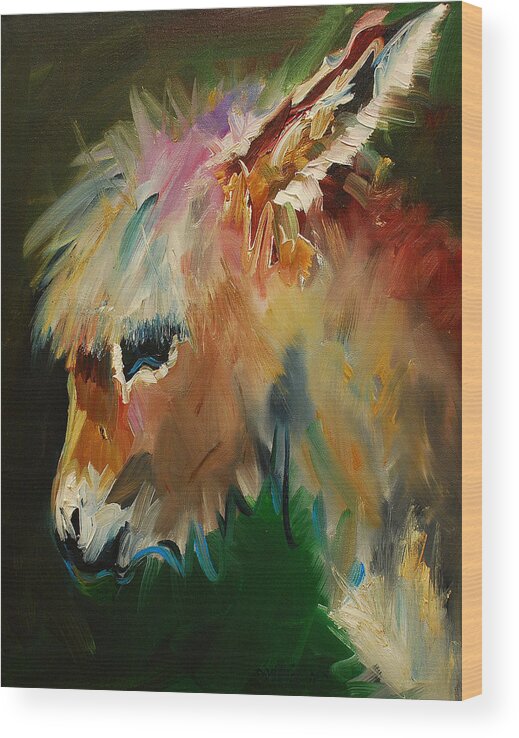 Burro Wood Print featuring the painting Burro Donkey by Diane Whitehead