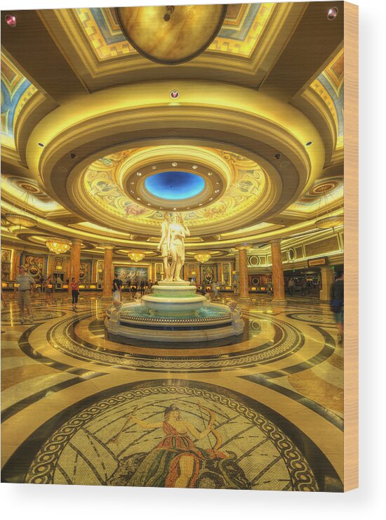 Art Wood Print featuring the photograph Caesar's Grand Lobby by Yhun Suarez
