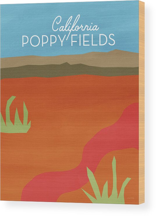 Landscape Wood Print featuring the mixed media California Poppy Fields- Art by Linda Woods by Linda Woods