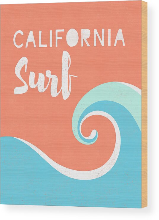 Surf Wood Print featuring the digital art California Surf- Art by Linda Woods by Linda Woods
