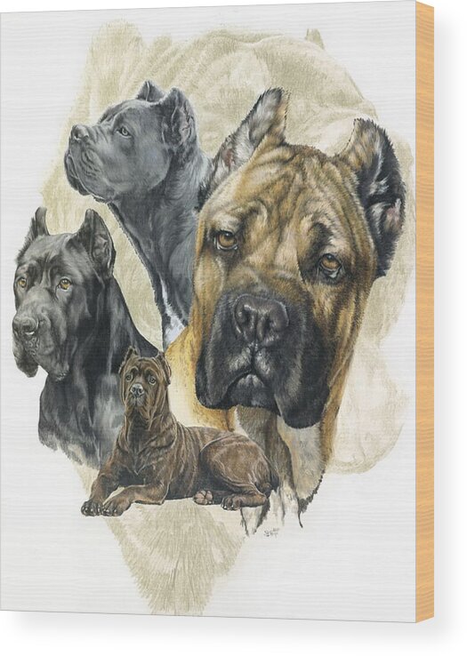 Working Wood Print featuring the mixed media Cane Corso Medley by Barbara Keith