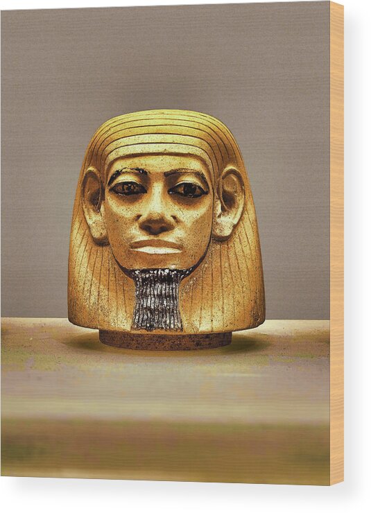 Egypt Wood Print featuring the photograph Canopic Lid                 by S Paul Sahm