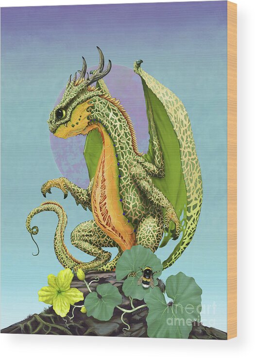Cantaloupe Wood Print featuring the digital art Cantaloupe Dragon by Stanley Morrison