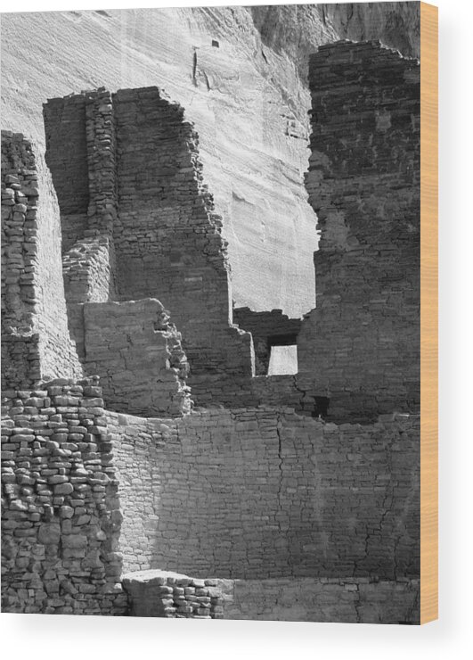 Canyon De Chelly Wood Print featuring the photograph Canyon de Chelly White House Ruin 4bw by JustJeffAz Photography