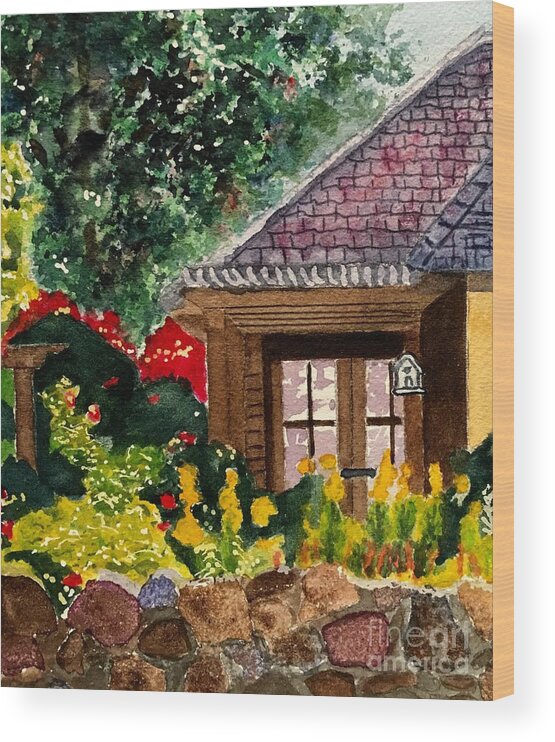 Carmel Wood Print featuring the painting Carmel Cottage 2 by Sue Carmony