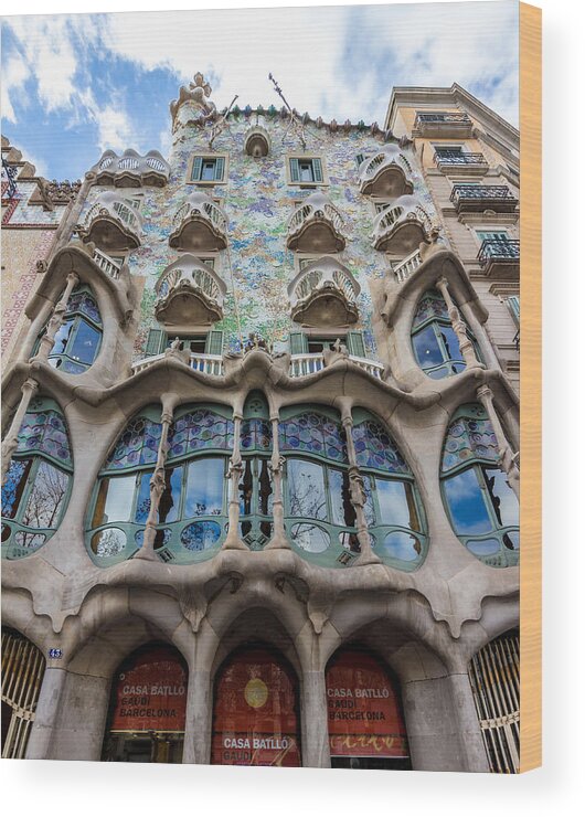 Architecture Wood Print featuring the photograph Casa Batllo Barcelona Spain by Adam Rainoff