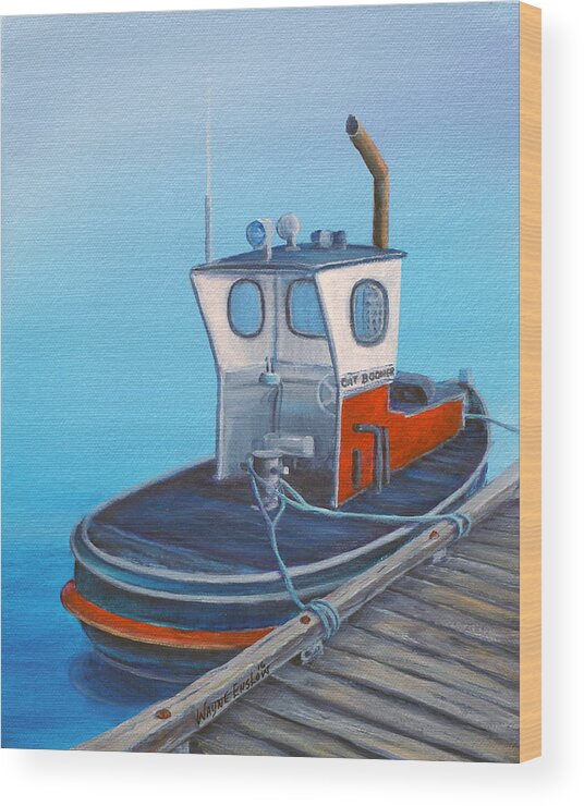 Tugboat Wood Print featuring the painting Cat Boomer by Wayne Enslow