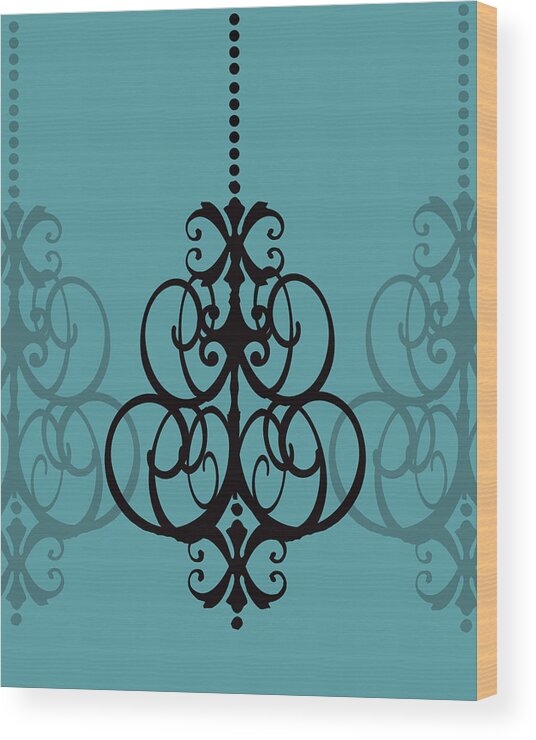 Chandelier Wood Print featuring the photograph Chandelier Delight 1- Blue Background by KayeCee Spain