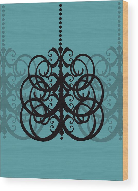 Chandelier Wood Print featuring the photograph Chandelier Delight 2- Blue Background by KayeCee Spain