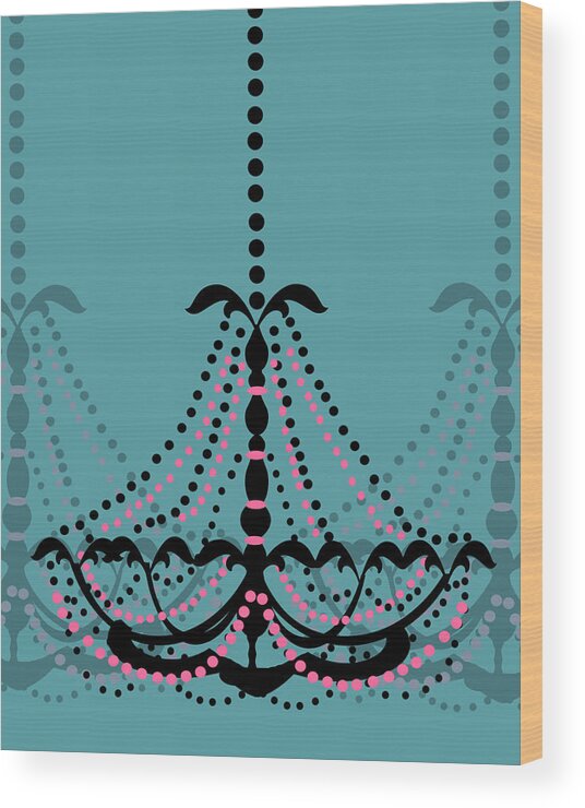 Chandelier Wood Print featuring the photograph Chandelier Delight 3- Blue Background by KayeCee Spain