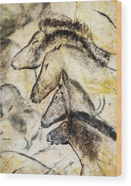 Chauvet Horse Wood Print featuring the painting Chauvet Horses by Weston Westmoreland