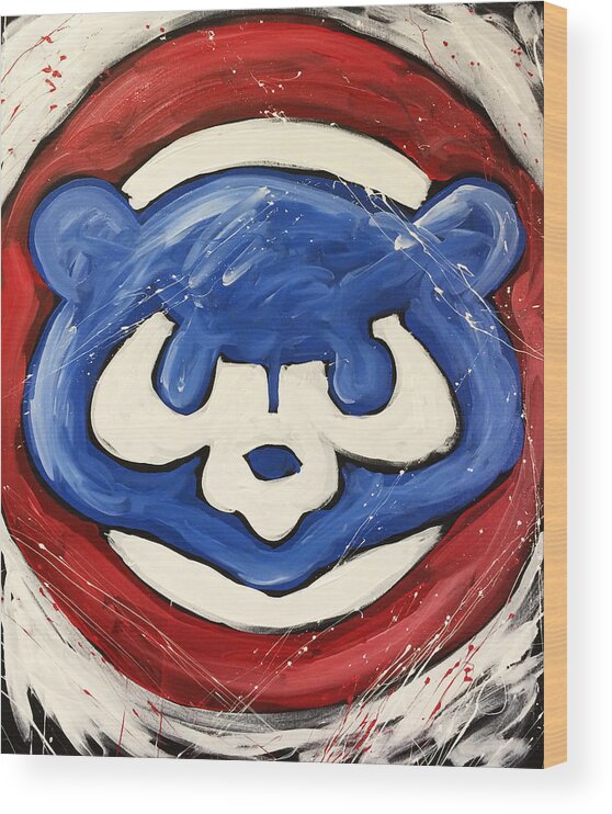 Chicago Wood Print featuring the painting Chicago Cubs by Elliott Aaron From