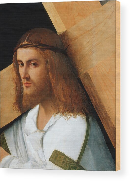 Christ Carrying Cross Wood Print featuring the painting Christ Carrying the Cross by Giovanni Bellini