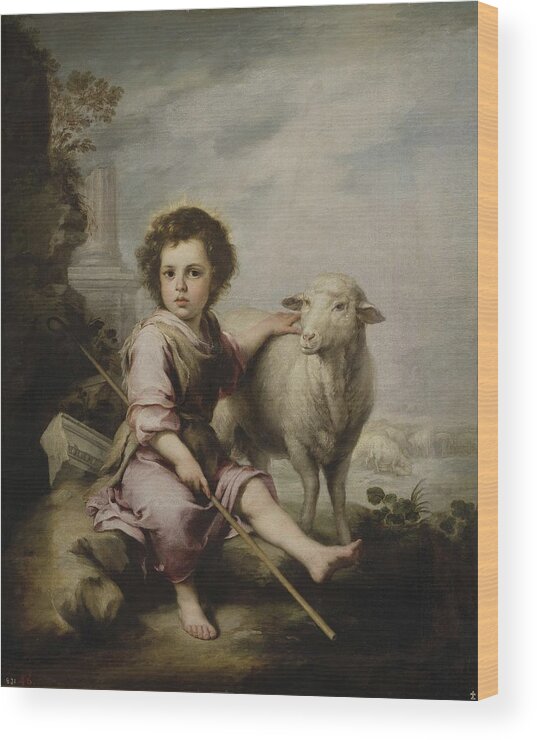 Murillo El Buen Pastor Wood Print featuring the painting Christ the Good Shepherd by MotionAge Designs