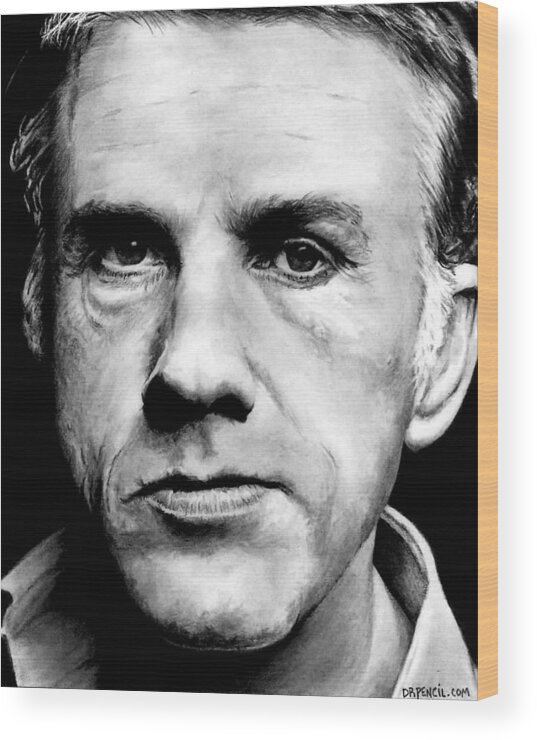 Christoph Waltz Wood Print featuring the drawing Christoph Waltz by Rick Fortson