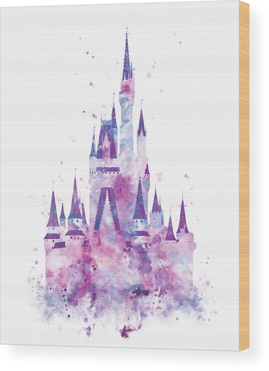 Cinderella Castle Wood Print featuring the mixed media Cinderella Castle by Monn Print
