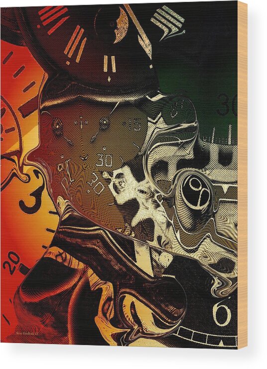 Several Clocks In A Abstract Form Wood Print featuring the photograph Clockwork by Steve Godleski