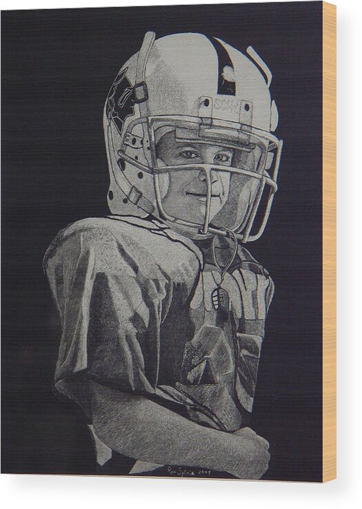 Football Wood Print featuring the painting coach am I up by Ron Sylvia