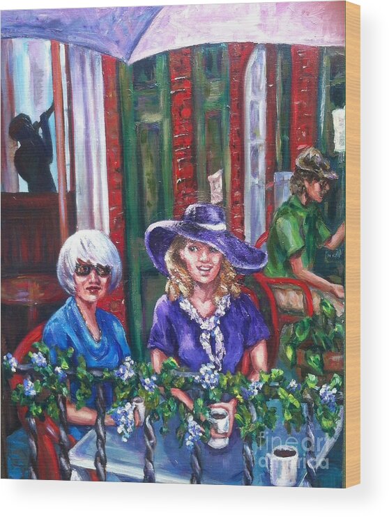 Friends Wood Print featuring the painting Coffee in Pirates' Alley by Beverly Boulet