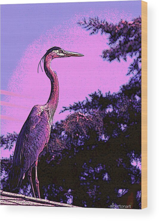 Heron Wood Print featuring the photograph Colorful Heron by April Burton