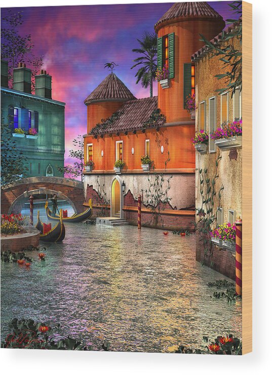 Venice Wood Print featuring the digital art Colors of Venice by Joel Payne
