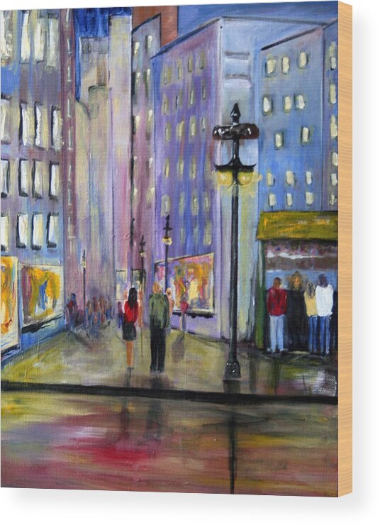 Cityscene Wood Print featuring the painting Come Away With Me by Julie Lueders 
