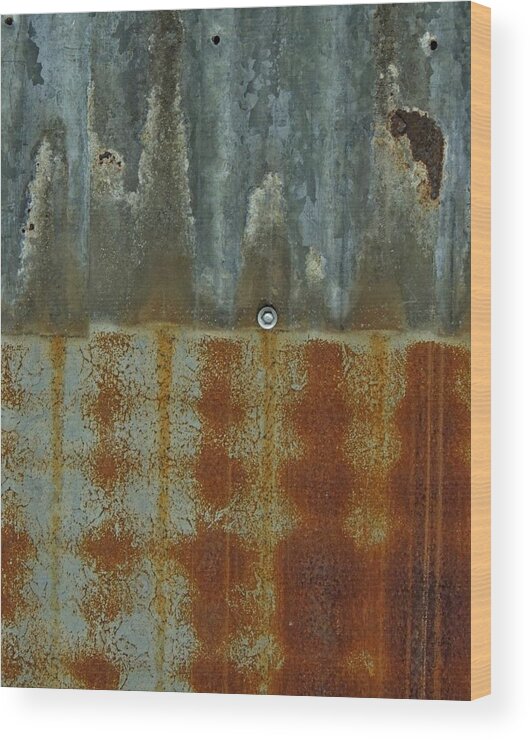 Abstract Wood Print featuring the photograph Corrugated Corrosion by Denise Clark