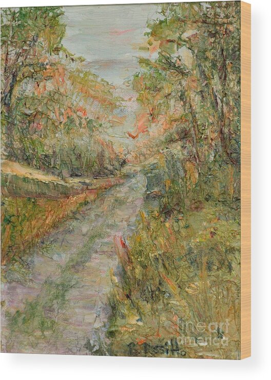 Country Path Sunset Wood Print featuring the painting Country Path Sunset by B Rossitto