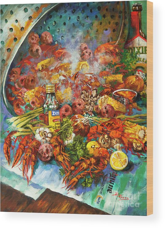 New Orleans Food Wood Print featuring the painting Crawfish Time by Dianne Parks