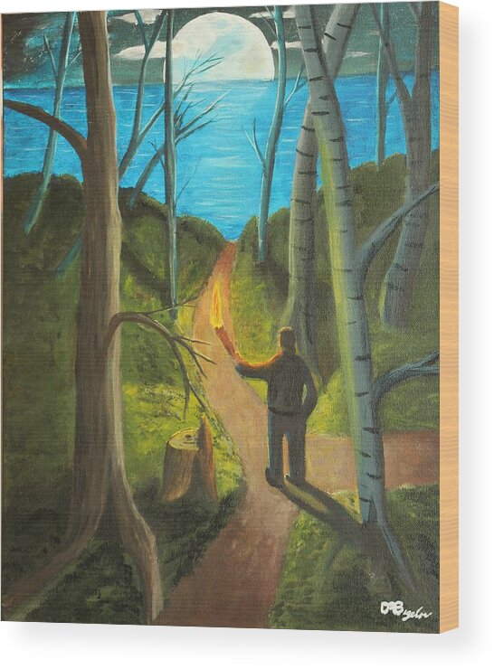 Forest Wood Print featuring the painting Crossroads by David Bigelow