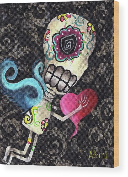 Day Of The Dead Wood Print featuring the painting Cupido by Abril Andrade