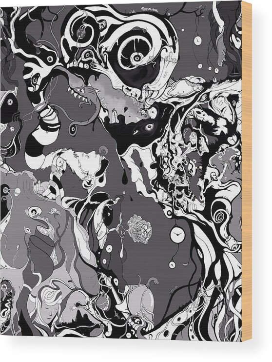 Grapevine Wall Wood Print featuring the drawing Custom Cut Selection 01 by Craig Tilley
