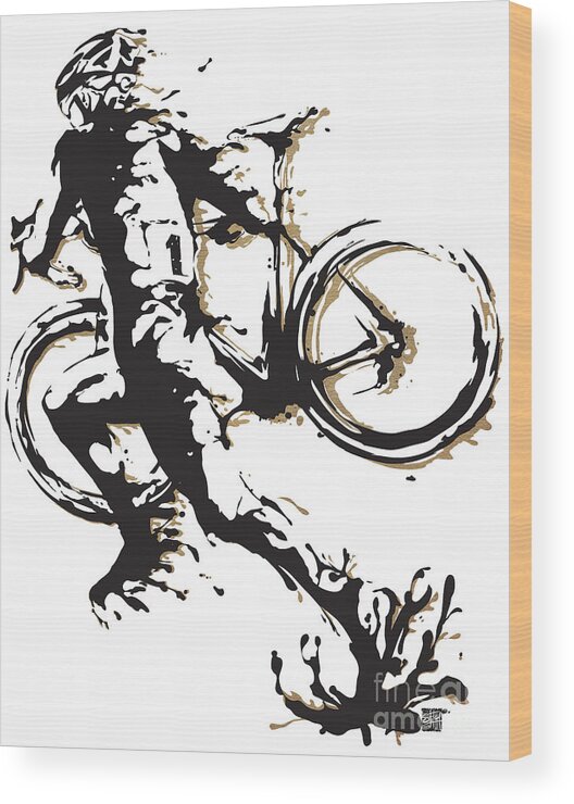 Cyclocross Wood Print featuring the painting Cyclocross Poster1 by Sassan Filsoof